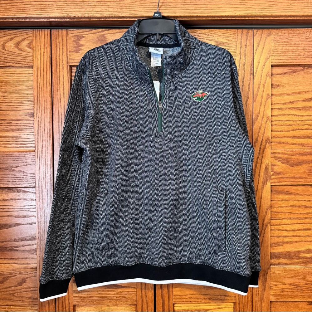 NWT NHL WOMENS Minnesota Wild Hockey Gray 1/4 Zip Pullover Size Large 12/14
